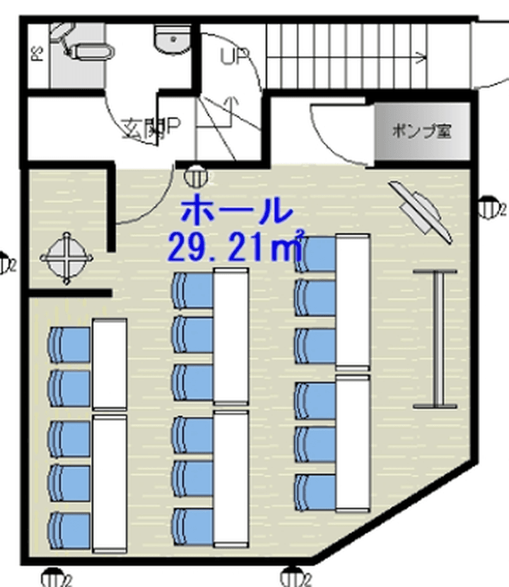 ブルースペース上野御徒町の間取り図（撮影位置つき）